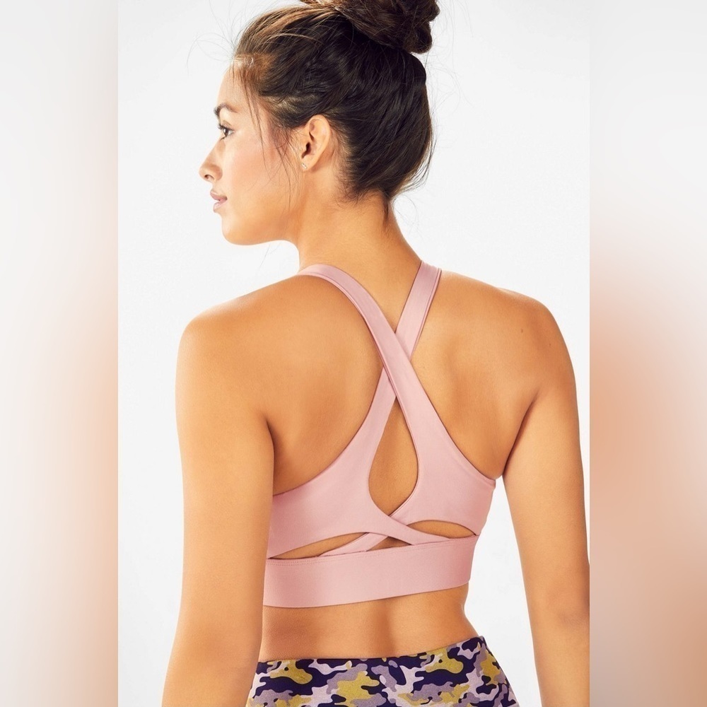 FABLETICS High impact On the Go No-Bounce Sports Bra Zip-Up Long Line Pink XS